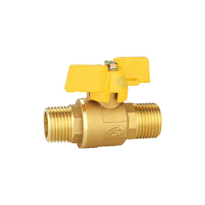 Double Male Thread Brass Gas Valve with Butterfly Handle