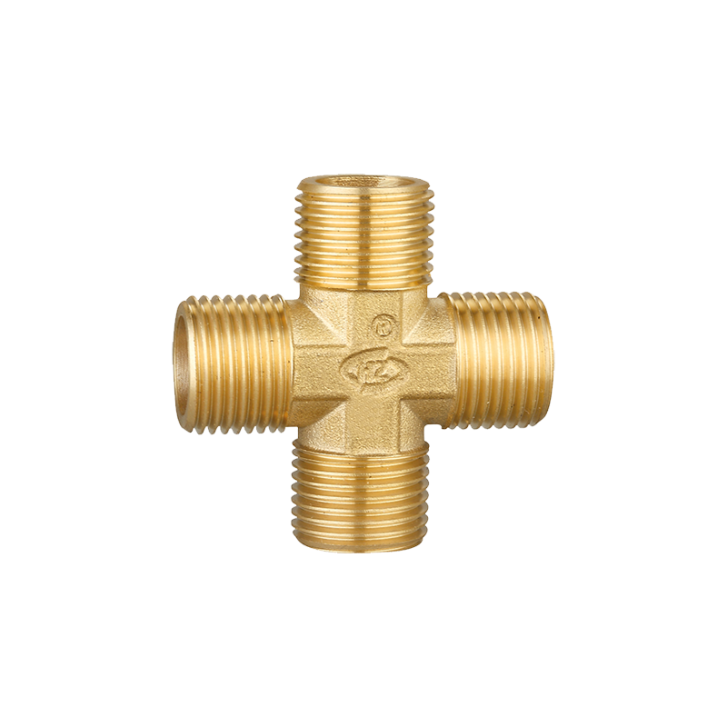 Brass Four-Way All-Male Thread Cross Pipe Fitting 